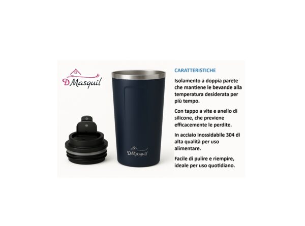 Imagen 44 Tazza Termica 510 ml in Acciaio Inox. 304 con Coperchio – Senza BPA – Bianca
