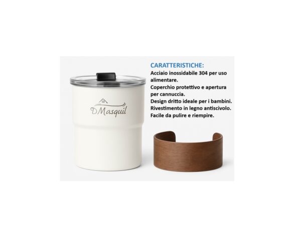 Imagen 54 Tazza Bambini 260 ml in Acciaio Inox. 304 con Coperchio – Senza BPA – Argento